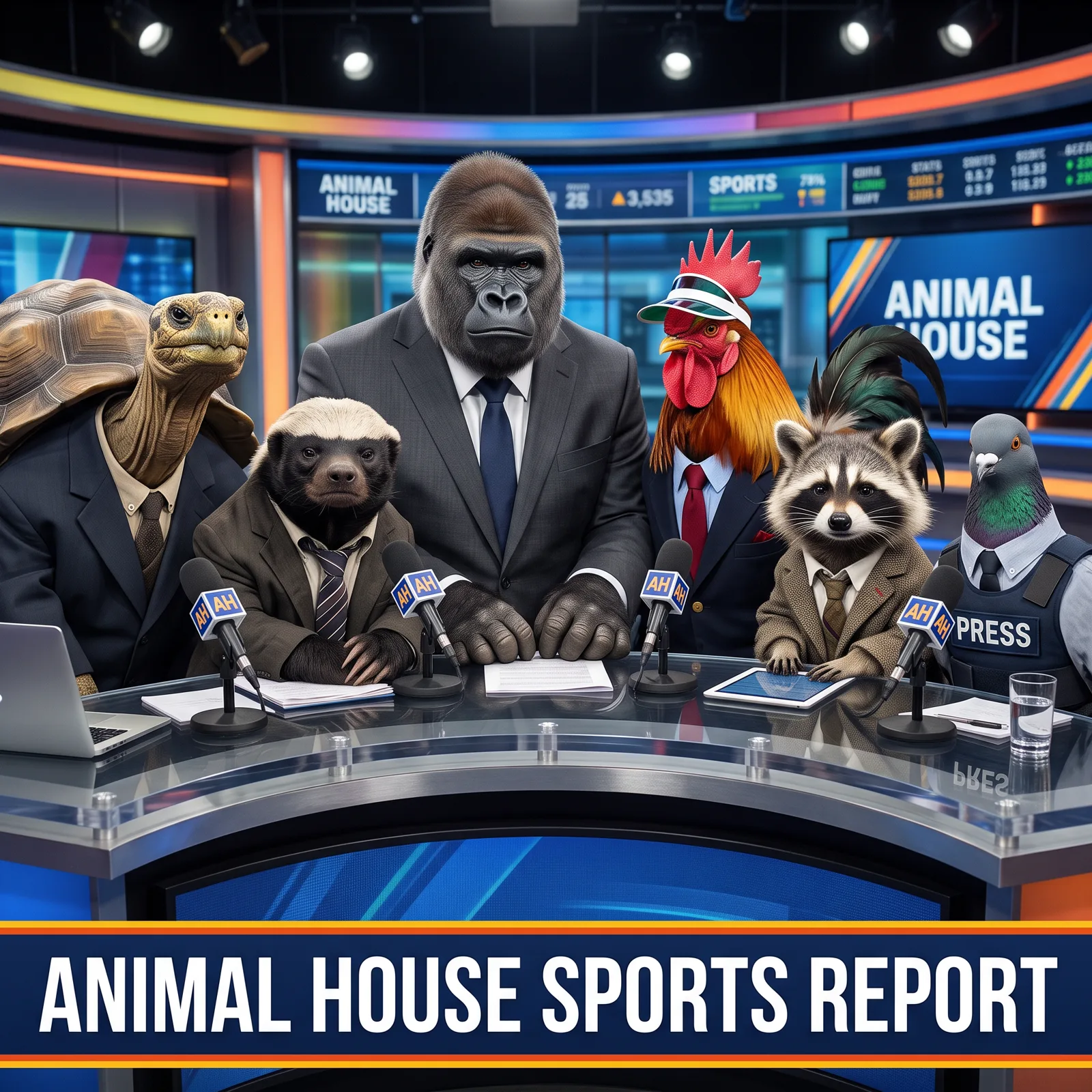 The Animal House Sports Report desk crew